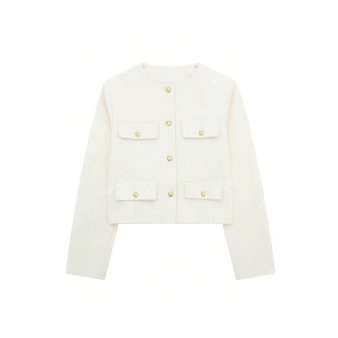 Cropped blazer jacket with gold details