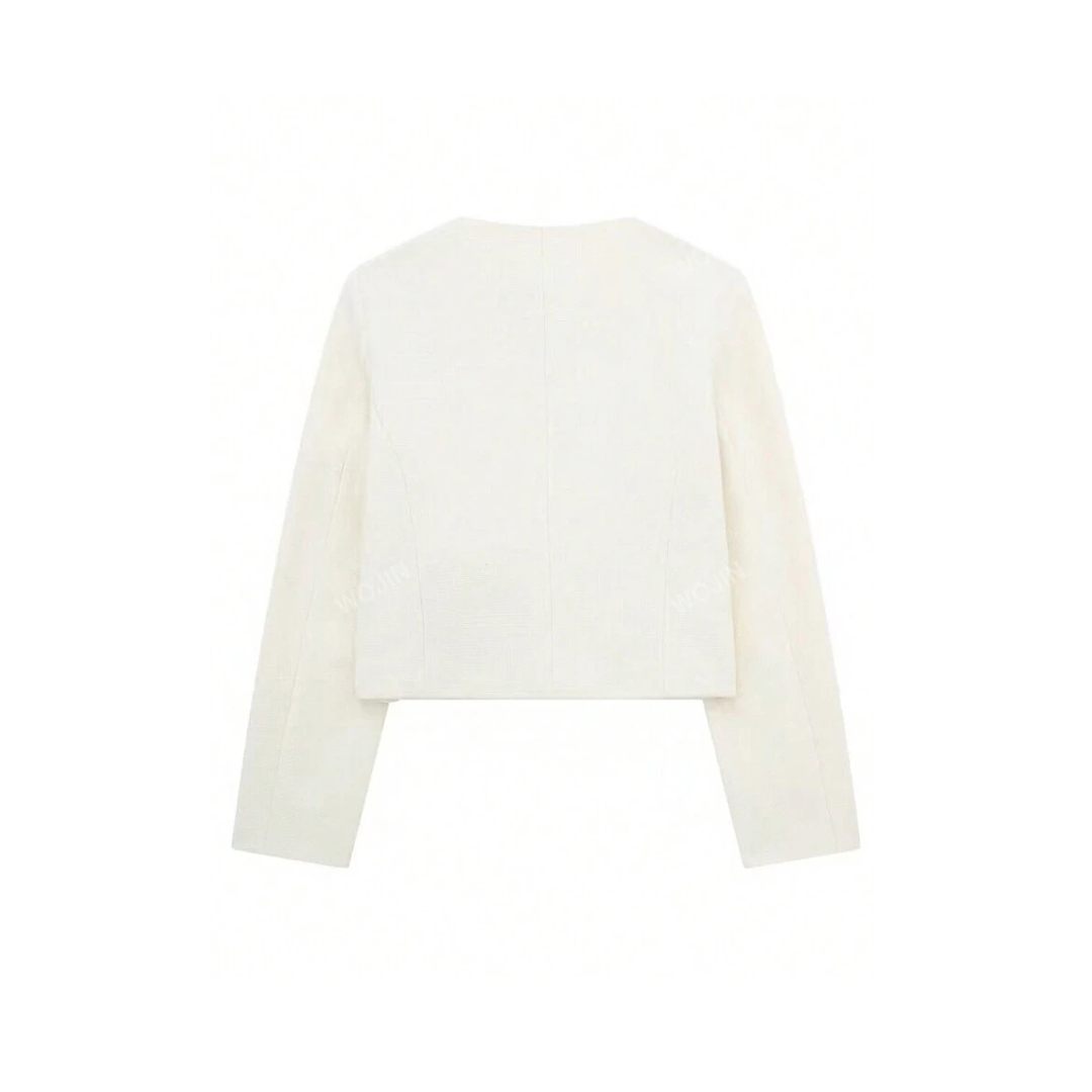 Cropped blazer jacket with gold details