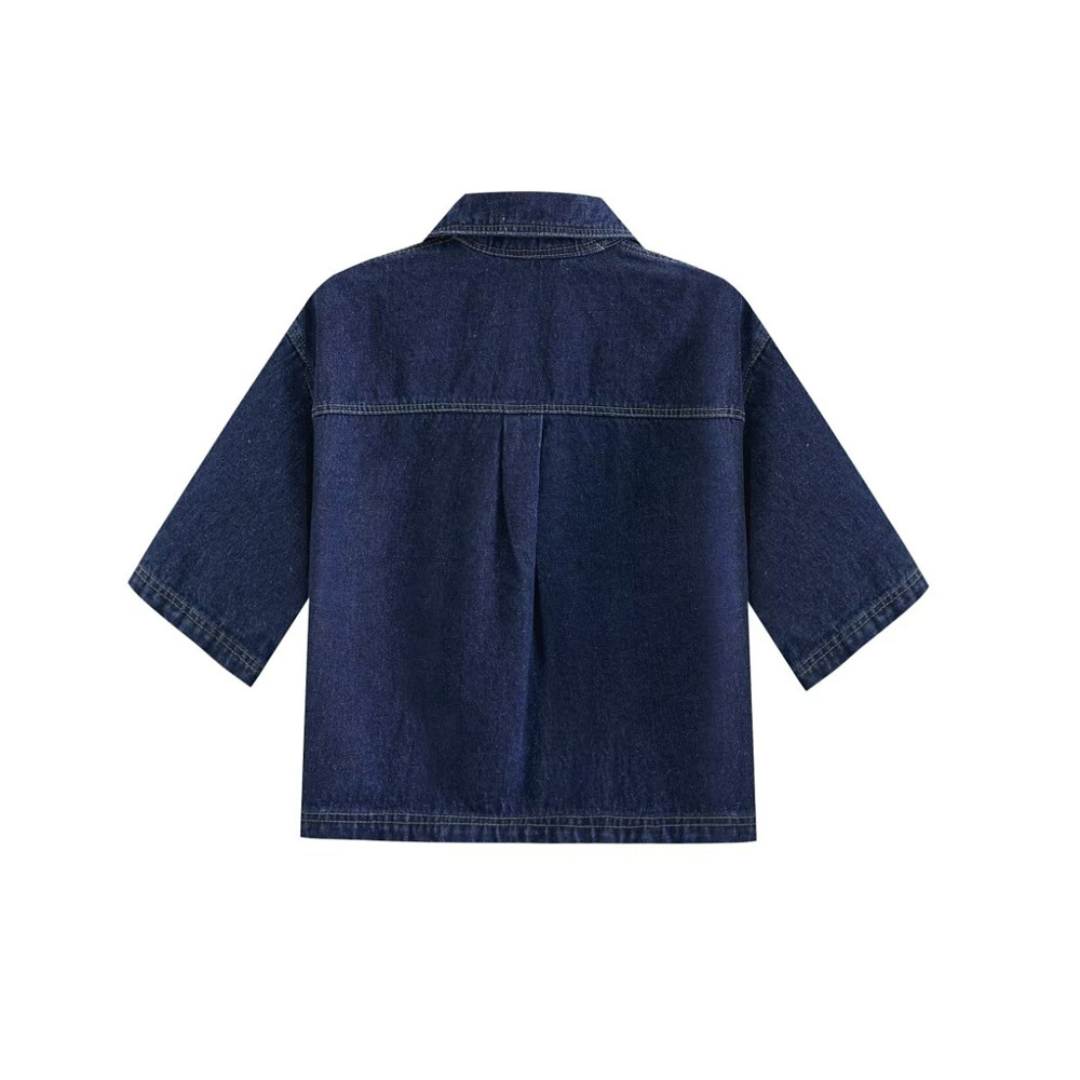 Amina | Zweiteiliges Denim Set bestehend aus Hosenrock & Kurzarm-Bluse