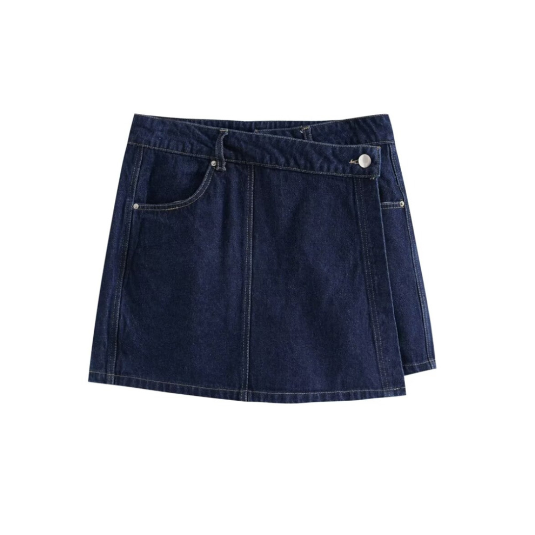 Amina | Zweiteiliges Denim Set bestehend aus Hosenrock & Kurzarm-Bluse