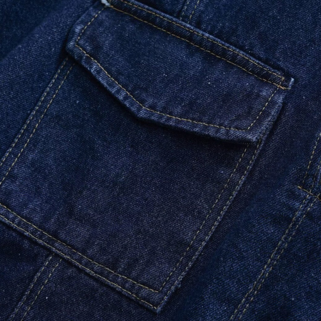 Amina | Zweiteiliges Denim Set bestehend aus Hosenrock & Kurzarm-Bluse