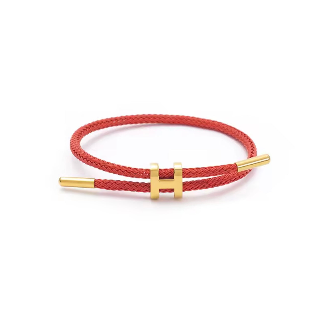TwistMe verstellbares Damen Armband mit Charm aus rotem geflochtenem Seil und goldenen Metallakzenten