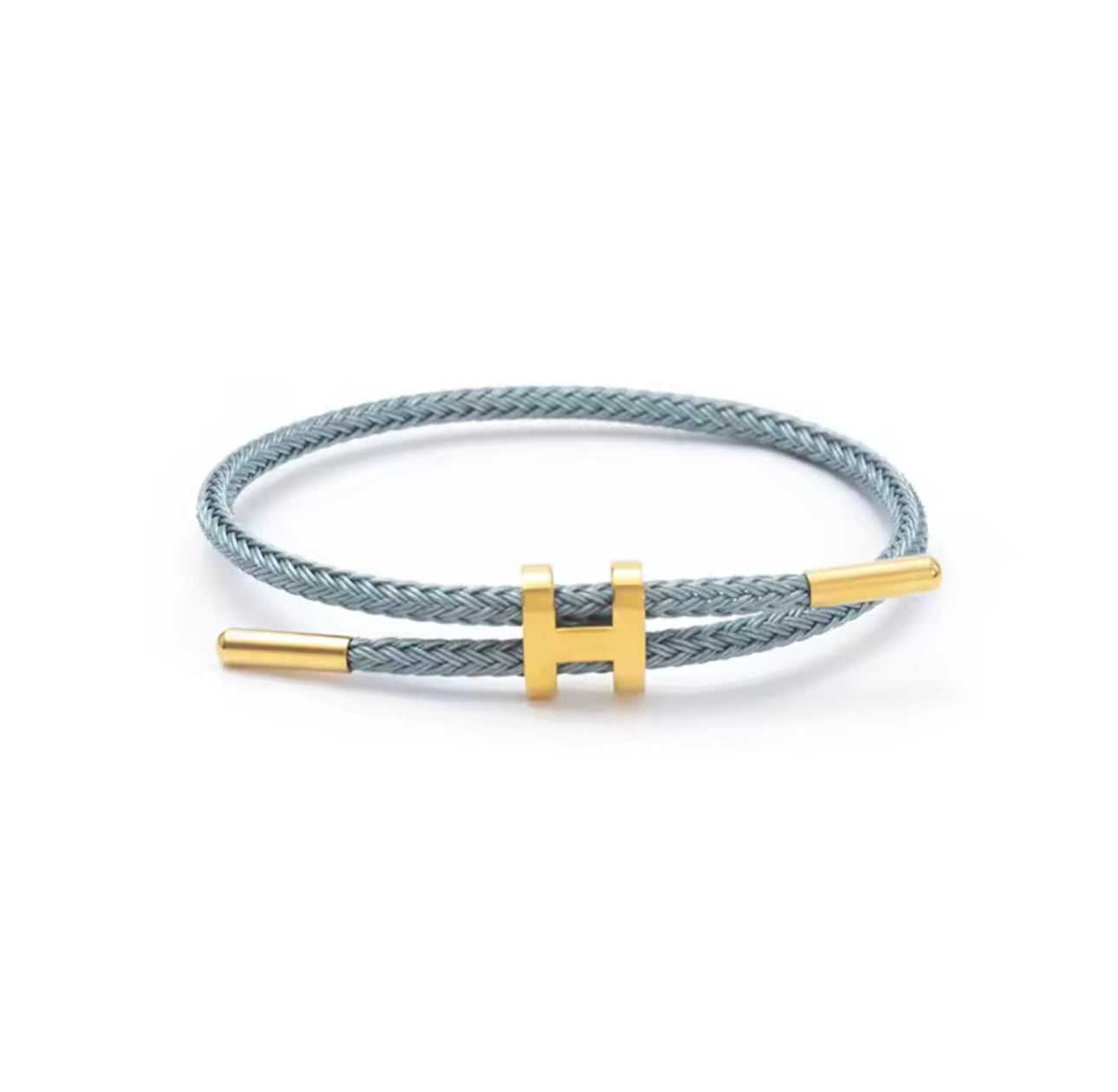 TwistMe verstellbares Damen Armband mit Charm aus blau geflochtenem Seil und goldenen Metallakzenten