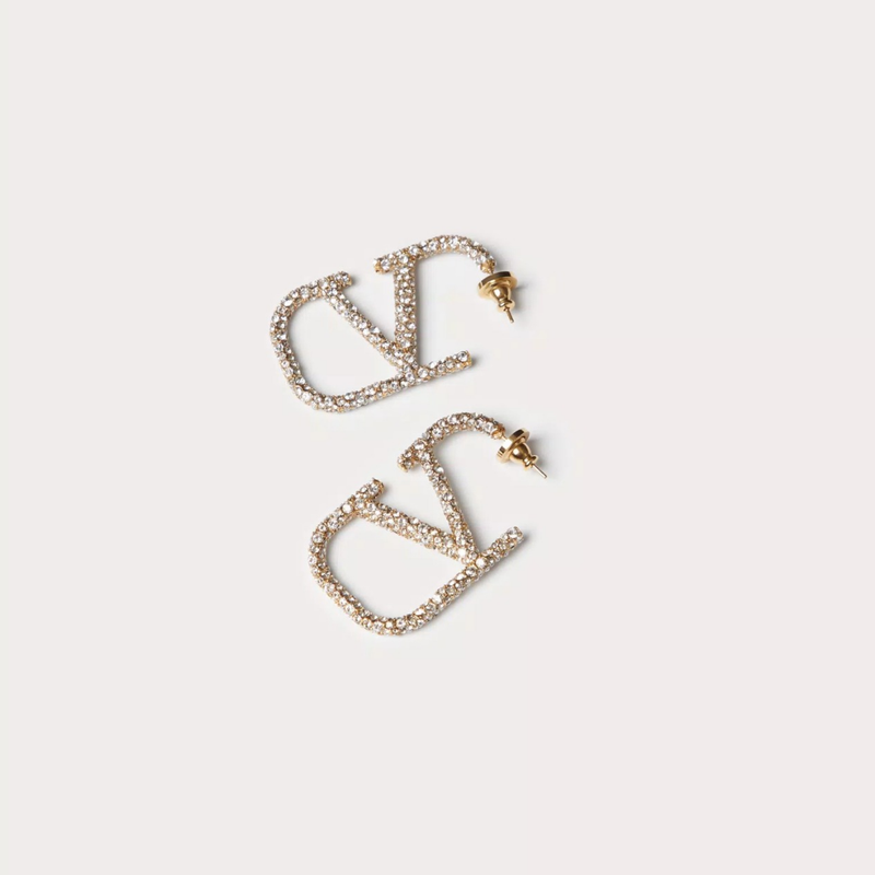 V-Ohrringe mit Strass | 18k vergoldet - Ezouna