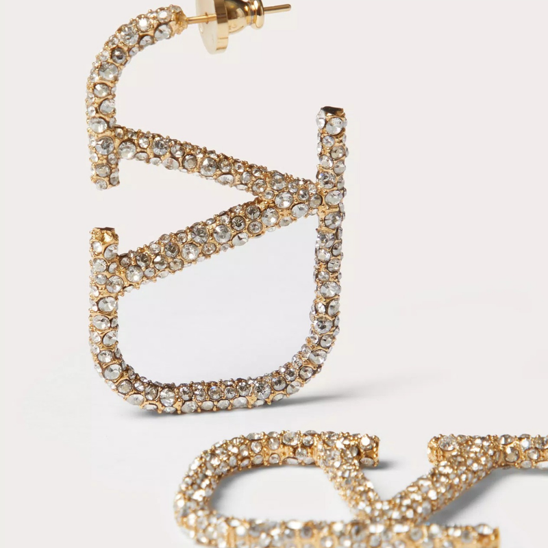V-Ohrringe mit Strass | 18k vergoldet - Ezouna