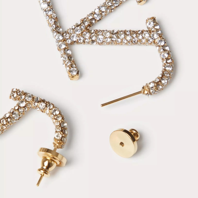 V-Ohrringe mit Strass | 18k vergoldet - Ezouna