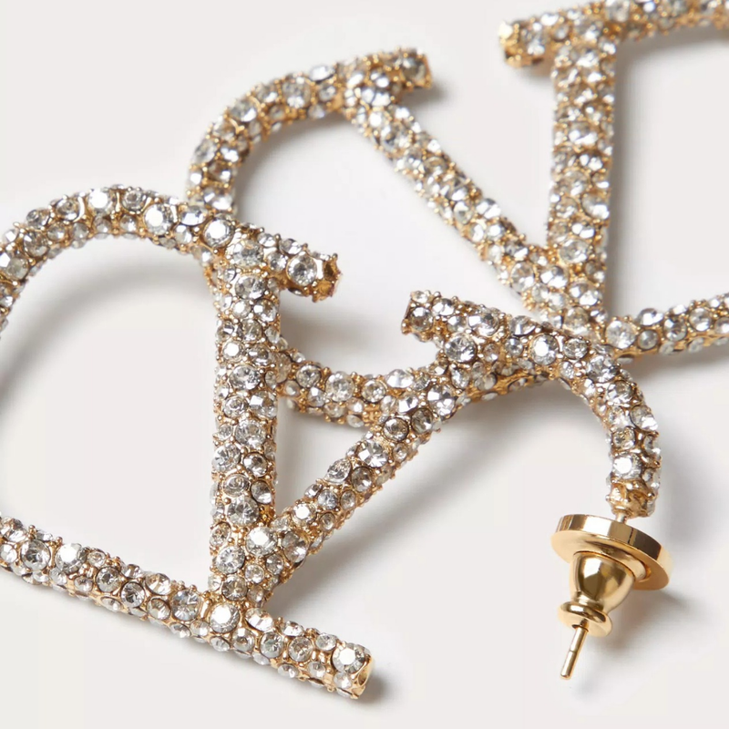 V-Ohrringe mit Strass | 18k vergoldet - Ezouna