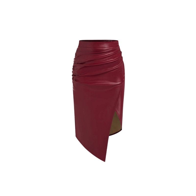 Eleganter High-Waist Kunstleder Rock - Ezouna