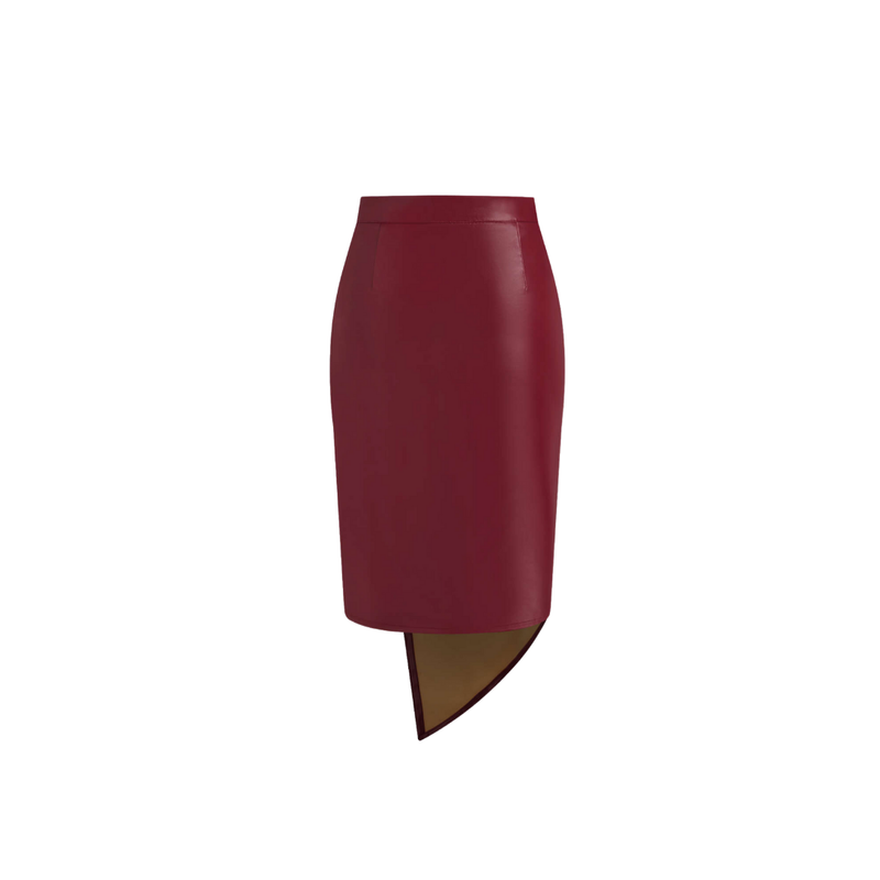 Eleganter High-Waist Kunstleder Rock - Ezouna