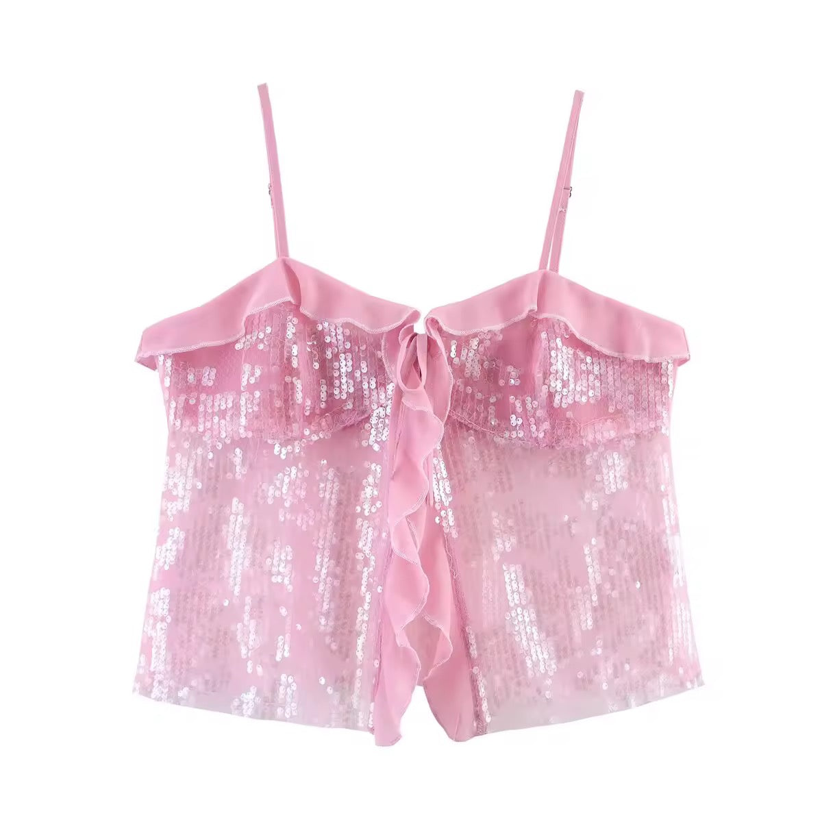 ShinyFlair Sequin Top – mit Pailletten & Schleife