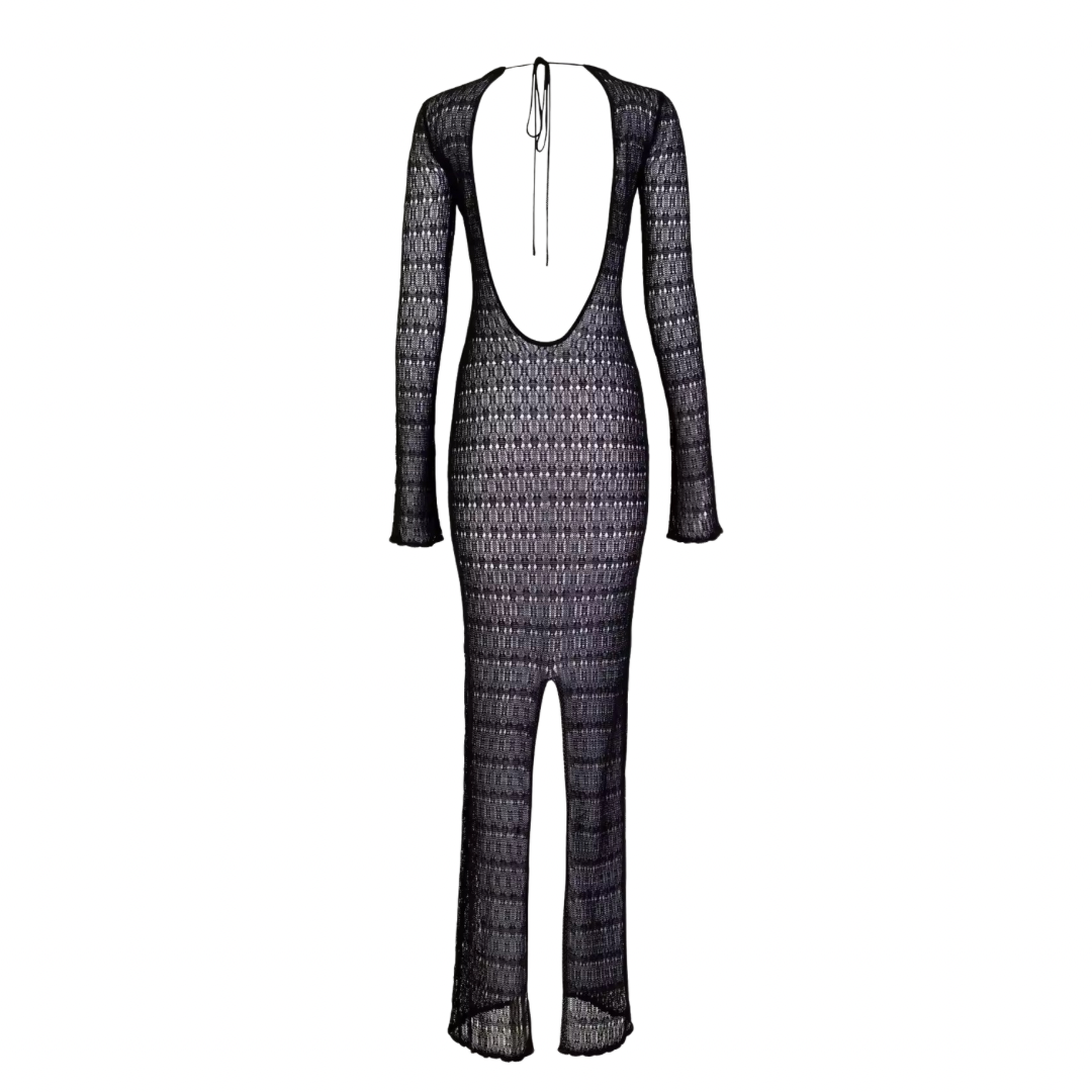 ARIELLE – Rückenfreies gestricktes Maxikleid