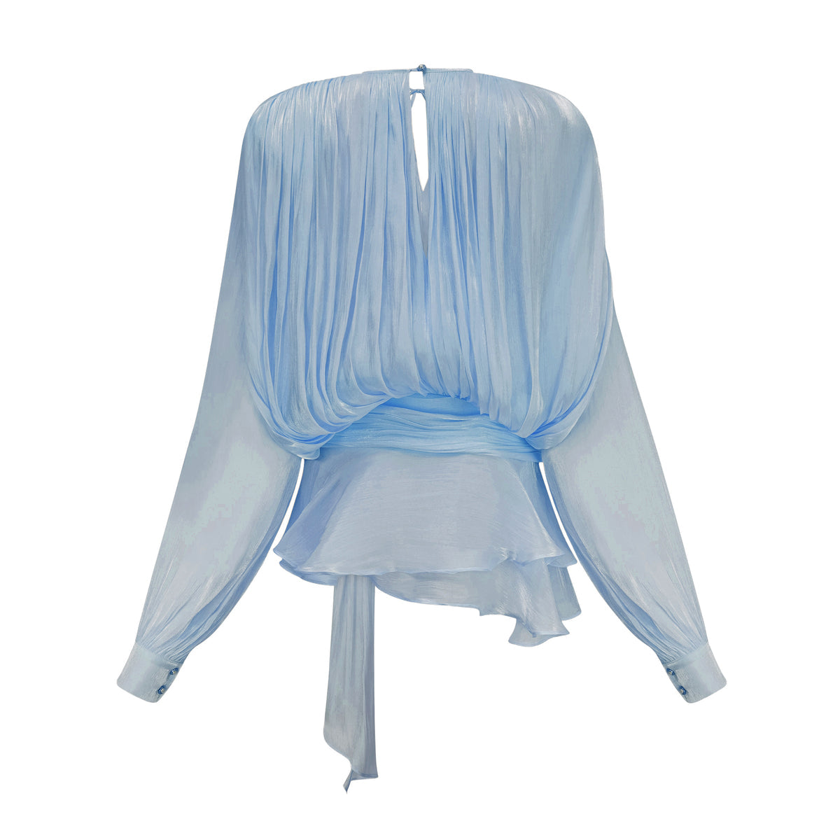Samantha | Hellblau Plissiertes Rüschen Mini Dress