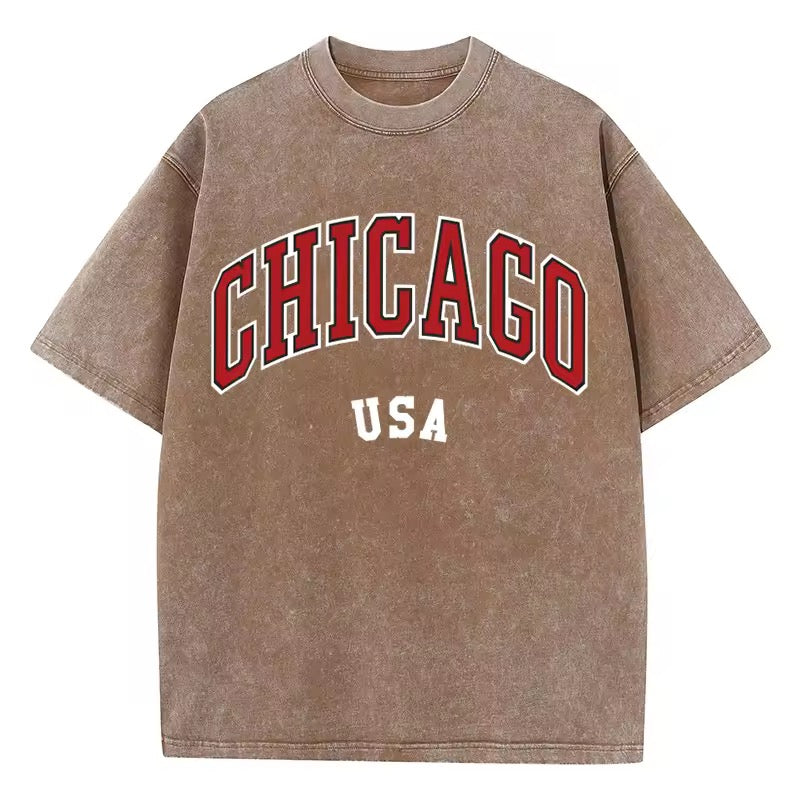 Chicago Oversized T-Shirt Damen Braun Urban Look