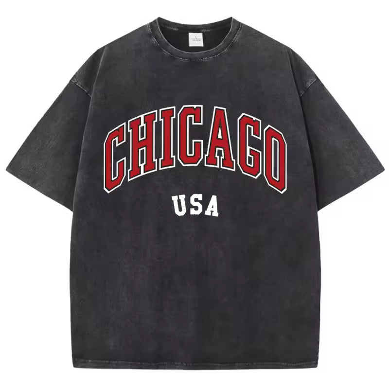 Chicago Oversized T-Shirt Damen Schwarz Streetwear