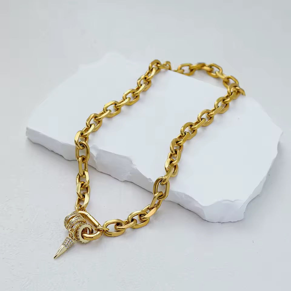 goldene Halskette mit Charms Damen
Edelstahl Halskette 18K vergoldet
wasserfeste Halskette Zirkon Anhänger
tarnish free Schmuck Damen gold