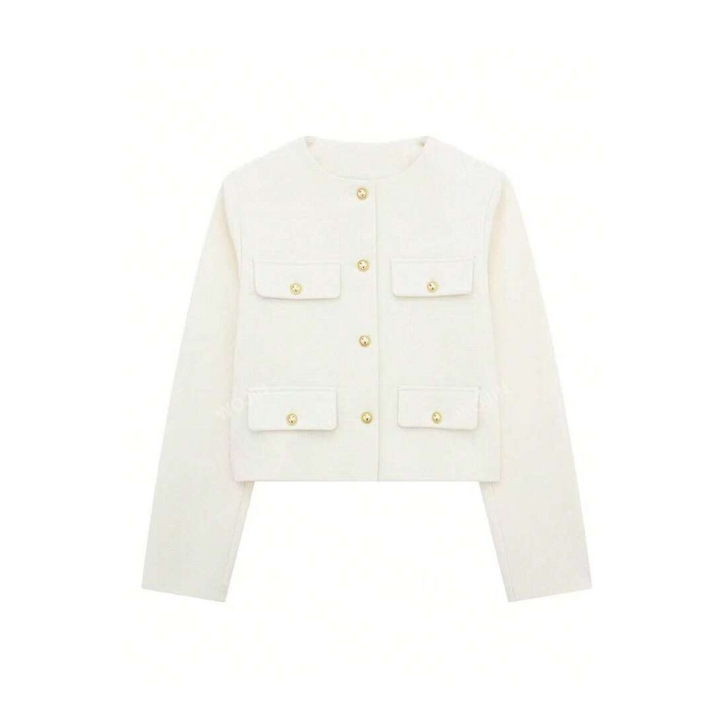 Cropped Blazerjacke mit goldenen Details