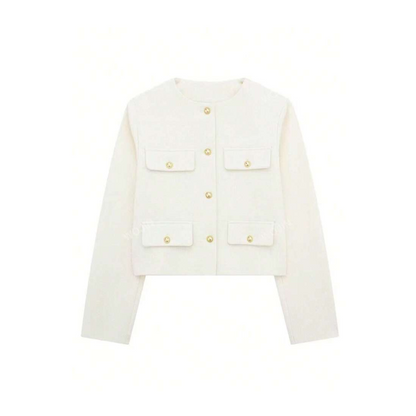 Cropped blazer jacket with gold details