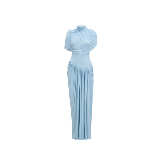 Blue Mirage Drape Maxi Dress