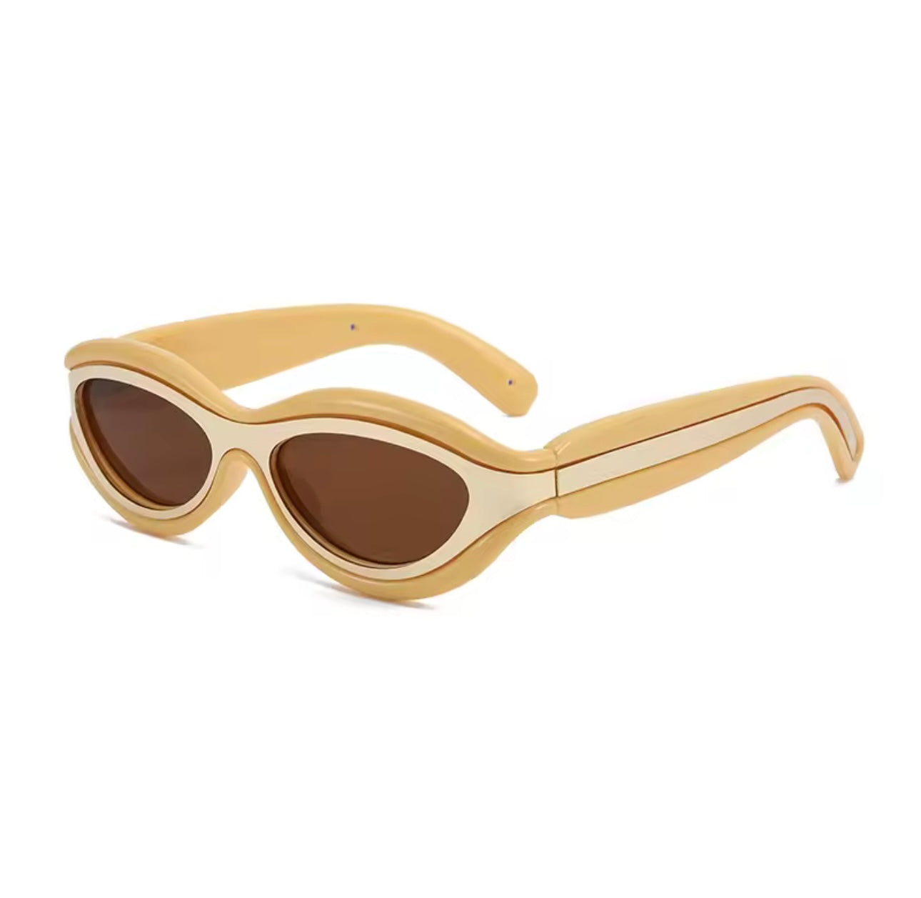 Retro Sonnenbrille Gelb Cat Eye Damen goldene Akzente