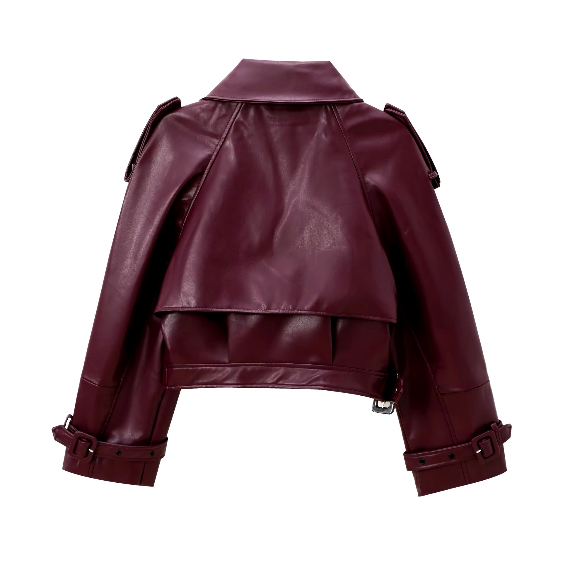 Arwen Kunstleder Jacke Burgunder Damenmode Statement Piece