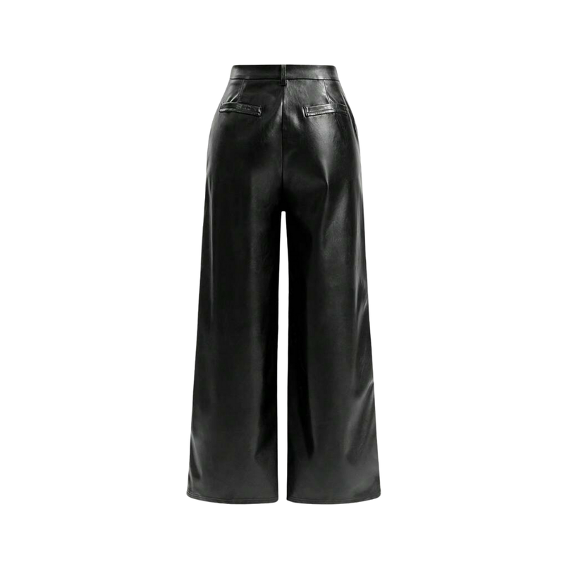 Trendige Wide-Leg Kunstlederhose - Ezouna