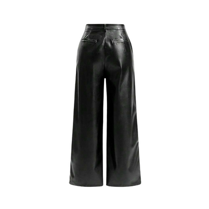Trendige Wide-Leg Kunstlederhose - Ezouna