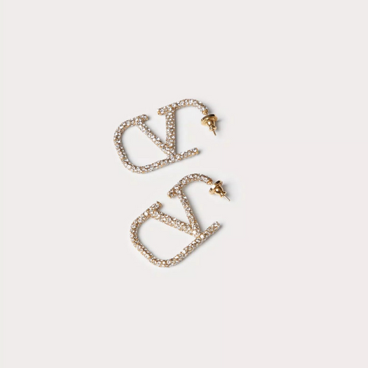 V-Ohrringe mit Strass | 18k vergoldet - Ezouna