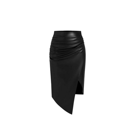 Eleganter High-Waist Kunstleder Rock - Ezouna