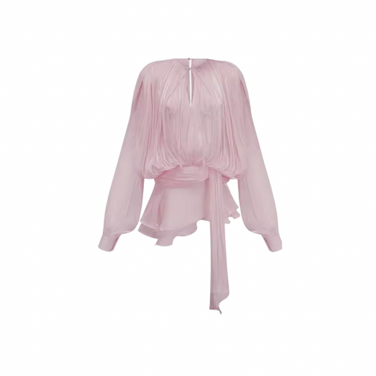 Samantha | Rosa Plissiertes Rüschen Mini Dress