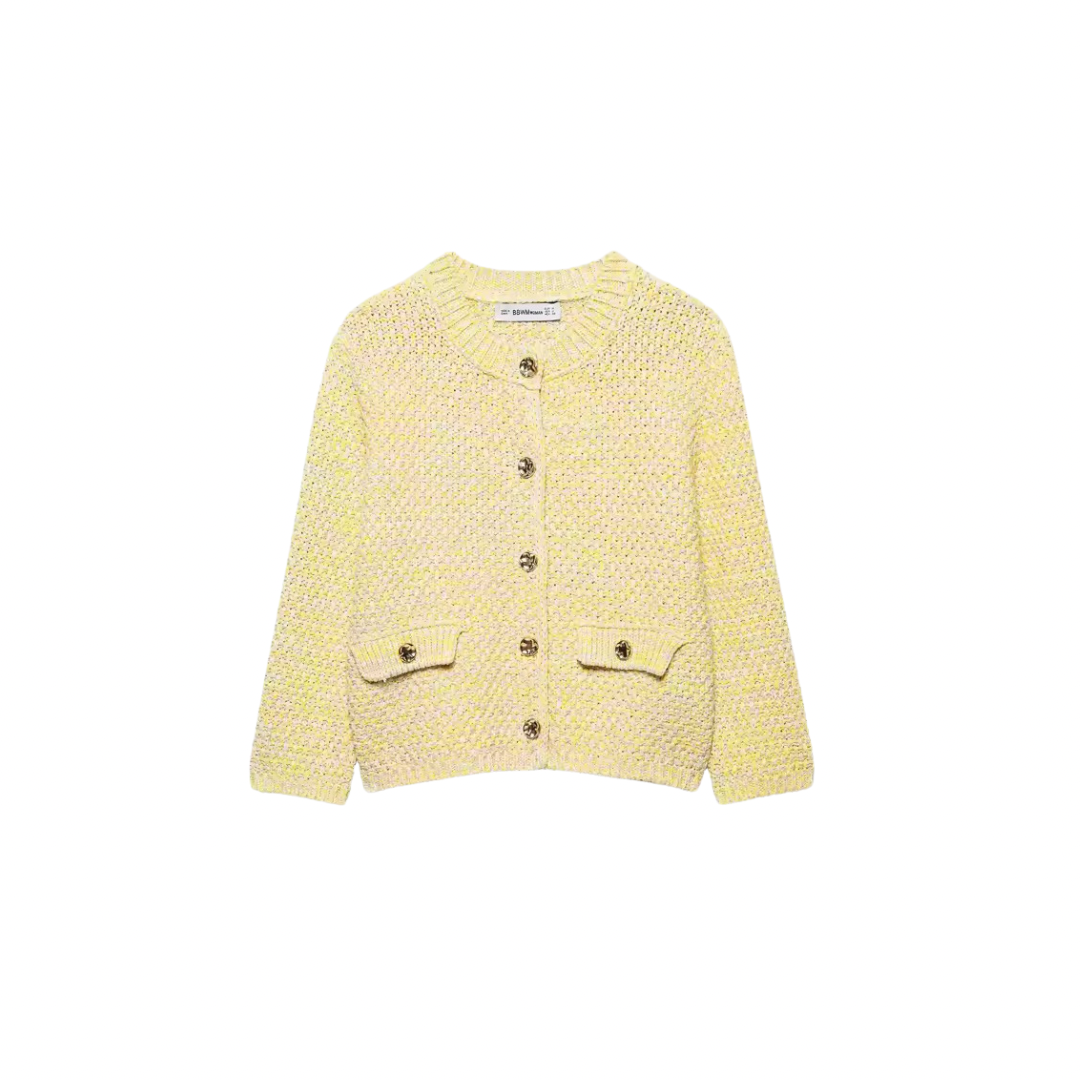 Strick-Duo in Pastellgelb | Eleganter Cardigan & Cropped Top