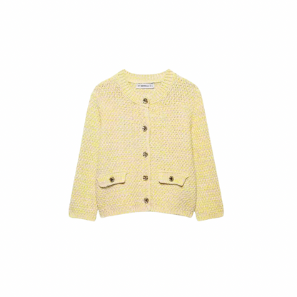 Strick-Duo in Pastellgelb | Eleganter Cardigan & Cropped Top