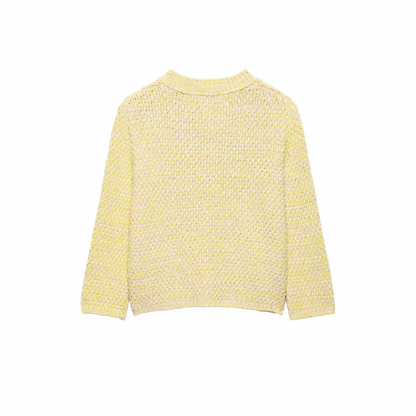 Strick-Duo in Pastellgelb | Eleganter Cardigan & Cropped Top