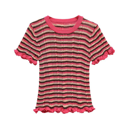 Striped ruffle shirt