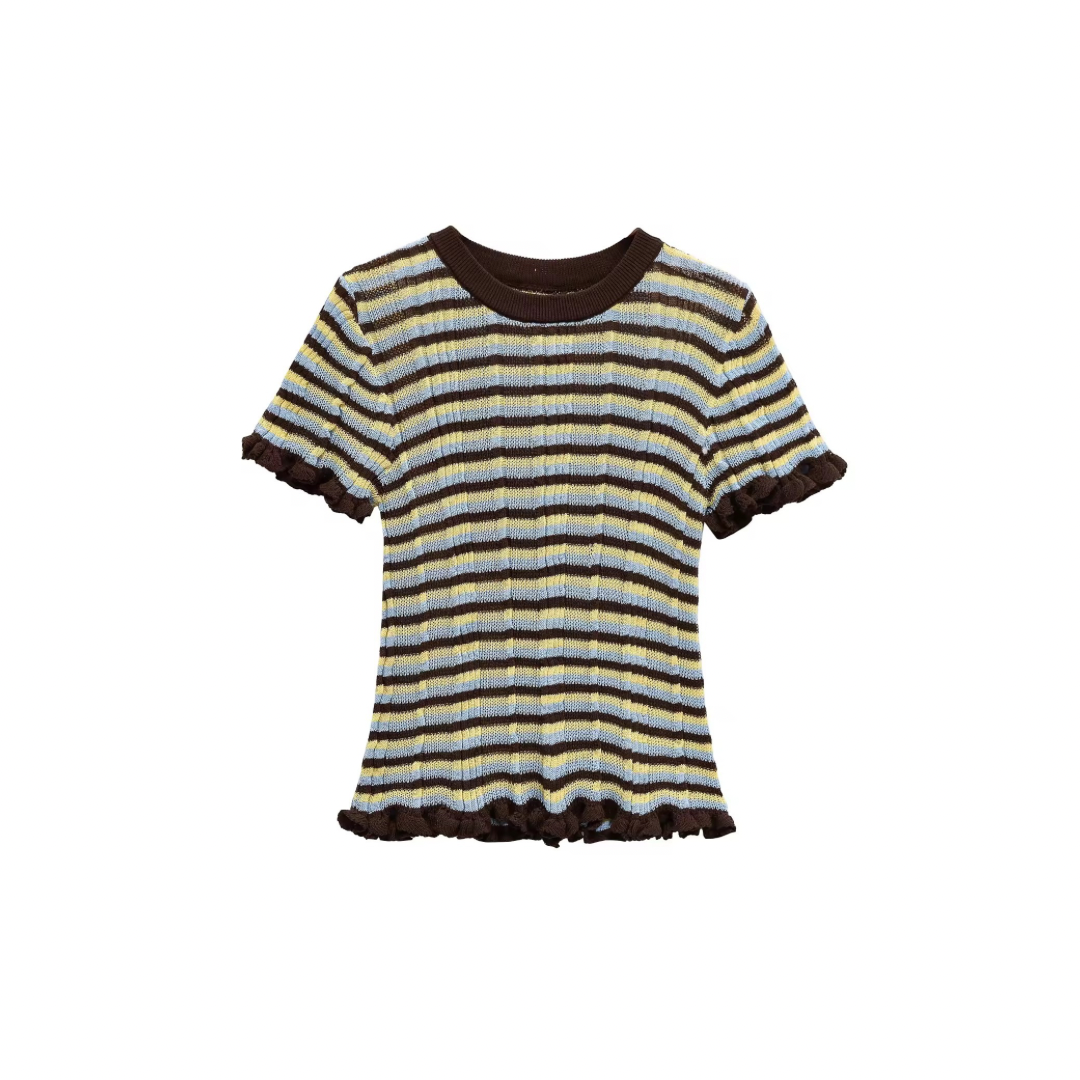 Striped ruffle shirt