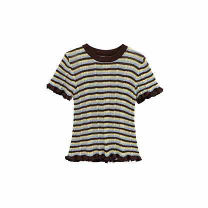 Striped ruffle shirt