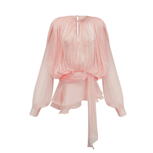 Samantha | Pink Pleated Ruffle Mini Dress