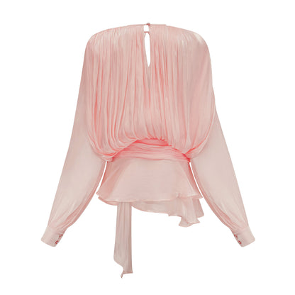 Samantha | Pink Pleated Ruffle Mini Dress