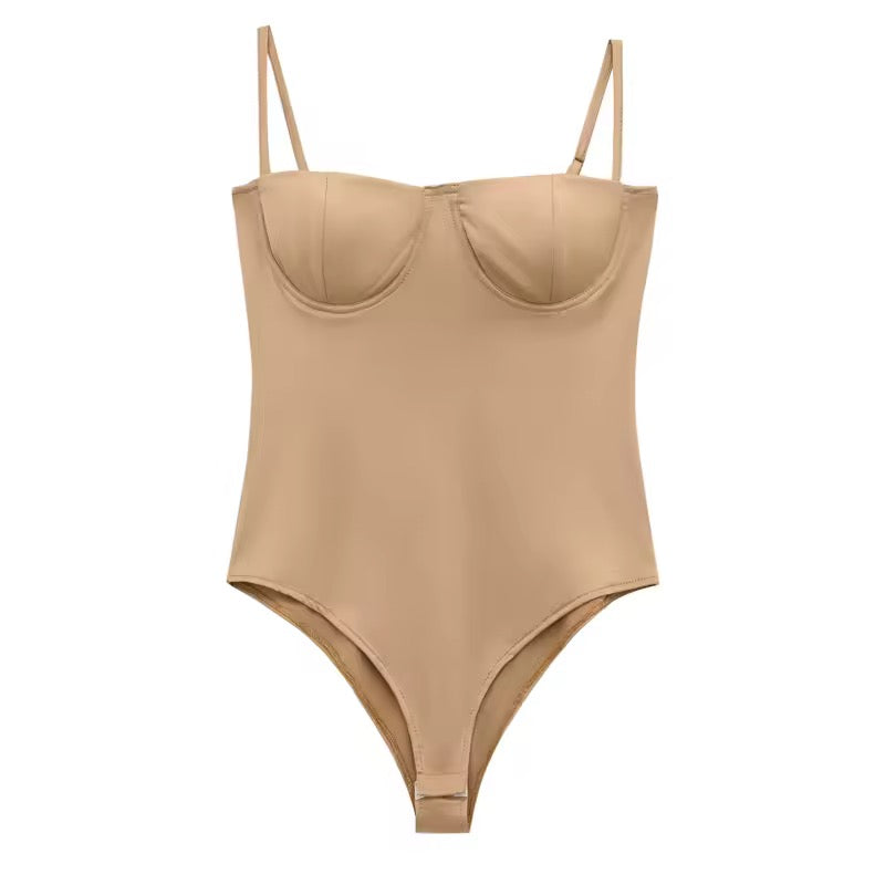 Body in Lingerie-Optik in Beige mit verstellbaren Trägern