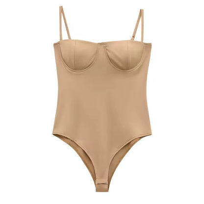 Body in Lingerie-Optik in Beige mit verstellbaren Trägern