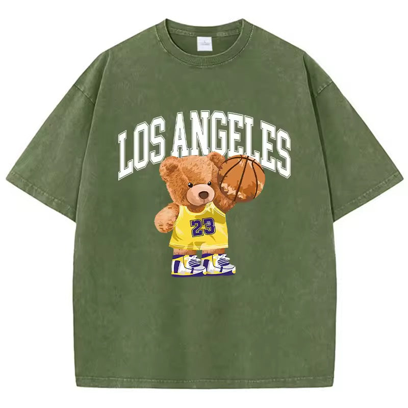 Los Angeles Bear T-Shirt Grün Sportlicher Streetwear Style