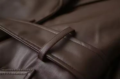 Kunstleder Trenchcoat in Dunkelbraun
