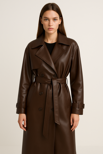 Damen Trenchcoat dunkelbraun – Herbsttrend 2025